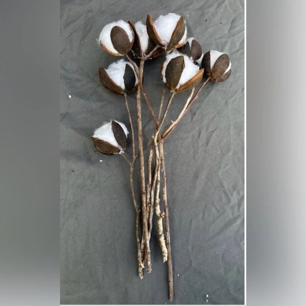 Primitive Handmade Whimsical Cotton Stems 6 Stems Per Unit